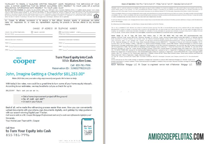 EUA Sr. Cooper mudando a cara dos empréstimos imobiliários Declaração de empréstimo hipotecário, 4 páginas 3 4 Scr modelo